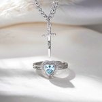 Personalisierte exquisite Liebe herzförmigen Birthstone Ring und verstellbare Armband Set mit Namen Geburtstag Jahrestag Geschenk für Frauen