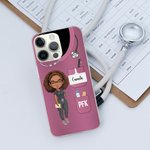 Personalisierte Cartoon Krankenschwester iPhone TPU Handyhülle mit Namen Farbvarianten Geburtstag Pflegewoche Geschenk für Medizinisches Personal