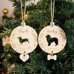 Personalisierte niedlichen hölzernen Hund Silhouette Weihnachtsschmuck mit eingraviertem Namen und Jahr Weihnachtsbaum hängende Dekoration Geschenk für Tierliebhaber