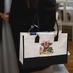 Personlig Bow Highland Cow Learning Element Large Canvas Tote Bag med namn Födelsedag Lärarens dag Tacksamhet Present för lärare Elever