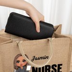 Personalisierte medizinische Cartoon-Charakter große Tragetasche mit Namen Geburtstag Anerkennung Krankenschwestern Woche Geschenk für Krankenschwester Arzt