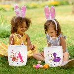Personalizado lindo conejito de Pascua Flores Inicial cesta de lona con nombre de Pascua Huevos de Caza Fiesta de Regalo para Niños Niñas
