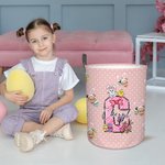 Conejito de lunares de colores personalizado Pollito Inicial 1-3 Cara Fotos Cesto para ropa sucia con nombre y asa Decoración del hogar Fiesta de Pascua Regalo para niños