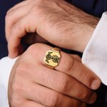 Personalisierte eingraviert Monogramm Initialen Siegelring Jahrestag Geburtstag Geschenk für Männer Frauen