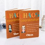 Personalised Chaos Coordinator Cartoon Character A5 Leather Cover Notebook with Name Recording Accessories Birthday Gift for Students Office Workers