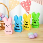 Personalisierter Mehrfarbiger Osterhase mit LED-Licht und Namen Haus Korb Deko Ostern Party Geschenk für Jungen Mädchen