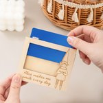 Personalized Engraved Cake Elf Bunny Wooden Greeting Gift Card Holder with Text and Name Birthday Easter Mother's Day Gift for Family Friends