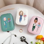 Personalizado arco estetoscopio nacimiento flor PU cuero joyero con LED maquillaje espejo enfermera semana gracias cumpleaños regalo para personal médico