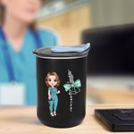 Personalized Cartoon Character Bow Birth Flower 10 oz Insulated Tumbler with Name and Straw Appreciation Birthday Gift for Nurse Doctor Medical Staff