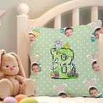 Personalizada de lunares de colores lindo conejito de Pascua 1-3 Fotos Suave Funda de almohada con nombre Decoración del hogar Pascua Fiesta Regalo para Niños Niñas