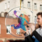 Personalised Watercolour Basketball Player Silhouette Acrylic Ornament with Name and Year Christmas Tree Decor Sports Gift for Basketball Lovers