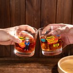 Personalized Cool Super Power Dad Cartoon 10 oz Old Fashioned Whiskey Rocks Glass with Name Birthday Father's Day Gift for Men