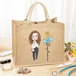 Estetoscopio Personalizado con Lazo Flor de Nacimiento Dibujos Animados Niña Bolsa de Yute con Nombre Cumpleaños Semana de la Enfermera Regalo de Agradecimiento para Enfermera Doctora Personal Médico