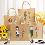 Estetoscopio Personalizado con Lazo Flor de Nacimiento Dibujos Animados Niña Bolsa de Yute con Nombre Cumpleaños Semana de la Enfermera Regalo de Agradecimiento para Enfermera Doctora Personal Médico