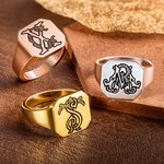 Personalisierte eingraviert Monogramm Initialen Siegelring Jahrestag Geburtstag Geschenk für Männer Frauen