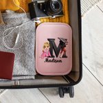 Personalized Cartoon Graduate Girl Initial Travel Jewellery Box with Name and Changing Colour LED Makeup Mirror Graduation Birthday Gift for Girls