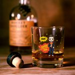 Personalized Cool Super Power Dad Cartoon 10 oz Old Fashioned Whiskey Rocks Glass with Name Birthday Father's Day Gift for Men