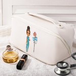 Spersonalizowana kokardka Stetoskop Narodziny Kwiat Skóra PU Szeroko otwierana torba na makijaż z imieniem Pielęgniarka Tydzień Podziękowania Prezent urodzinowy dla personelu medycznego