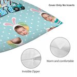Personalizada de lunares de colores lindo conejito de Pascua 1-3 Fotos Suave Funda de almohada con nombre Decoración del hogar Pascua Fiesta Regalo para Niños Niñas