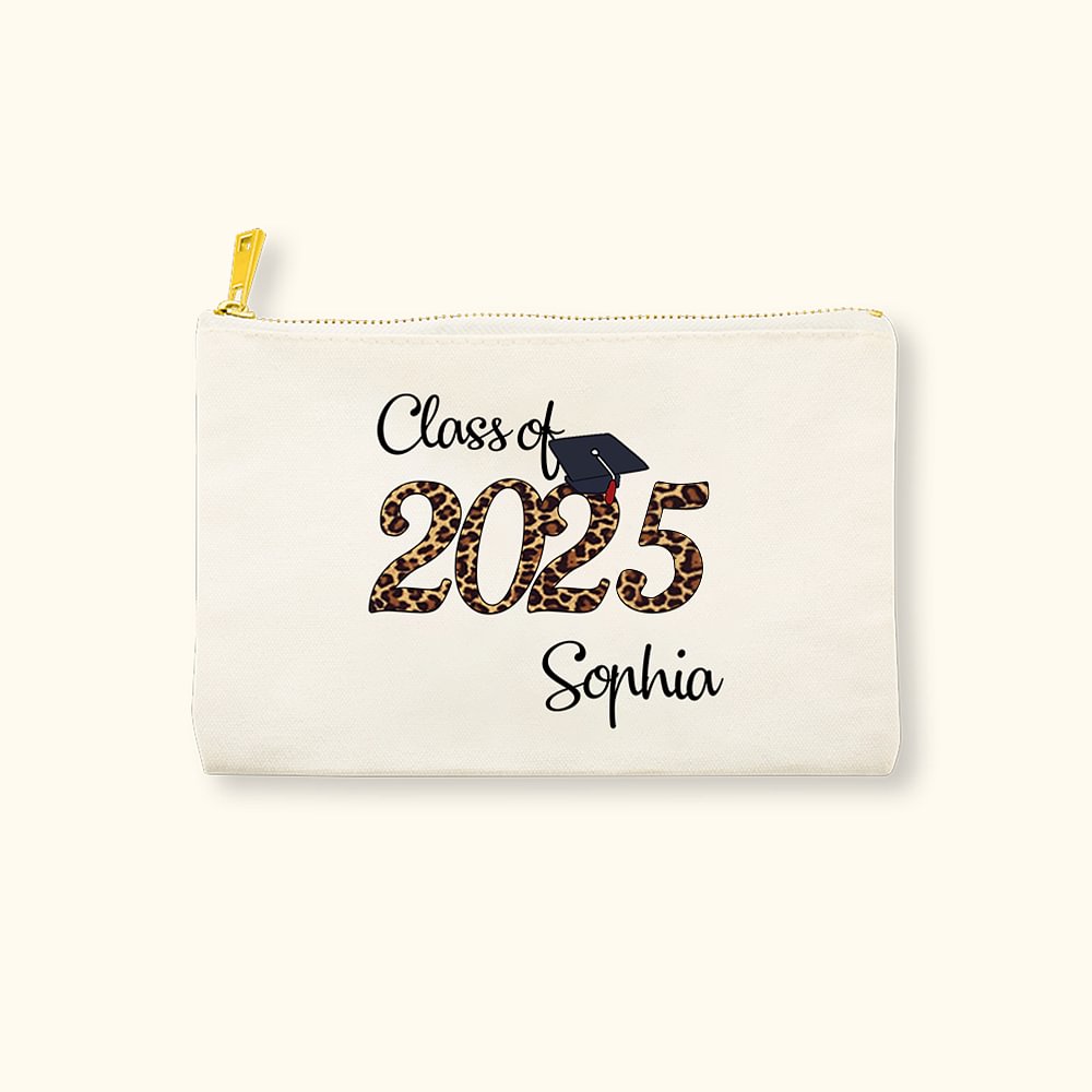 Sac Cosmétique Personnalisé avec Prénom Texte Année Thème Class of 2024 Cadeau Remise des Diplôme pour Étudiant Camarade de Classe