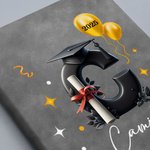 Personalised Graduation Cap Initial A5 A6 Leather Cover Notebook with Name and Year Recording Accessories Birthday Graduation Gift for Graduates