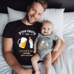 Personalized Cute Elephant 100% Cotton Baby Bodysuit T-shirt Matching Outfit with Name First Father's Day Gift for Daddy Baby