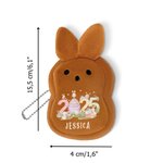 Porte-monnaie Œuf 2025 en Peluche Personnalisé avec Nom Style Lapin Mignon Bracelet à Choix Cadeau Anniversaire Pâques Rentrée Scolaire pour Enfant