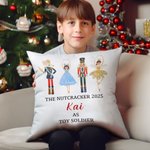 Personalised Cute Nutcracker Soft Throw Pillow Cover with Year and Name Home Decor Christmas Gift for Family