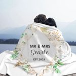 Coperta personalizzata in pile floreale MR & MRS con nome e anno di anniversario di matrimonio, regalo di coppia