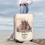 Couvre-bagages personnalisé en aquarelle pour valise de 18 à 32 pouces Accessoires de voyage Cadeau pour les amoureux du voyage