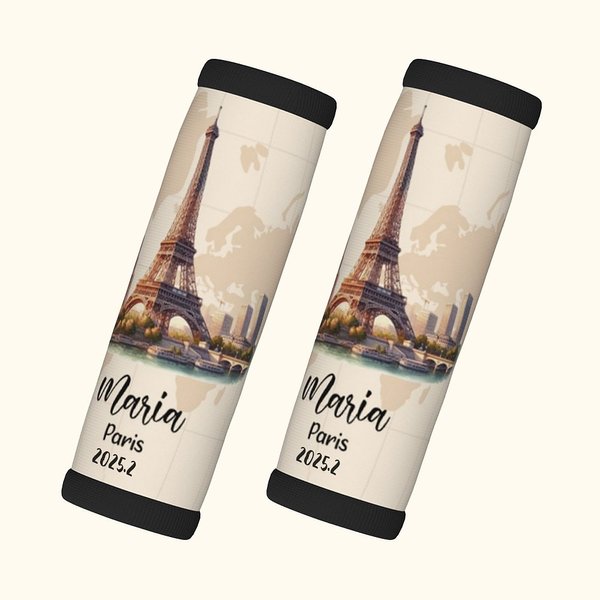 Personalised Travel Landmark Luggage Handle Wrap with Name Set of 2 Travel Accessories Christmas Gift for Travel Lovers