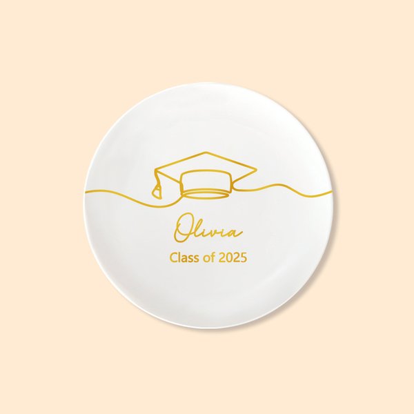 Personalisierte Graduation Cap Keramik Trinket Schmuck Schale mit Namen und Text Klasse von 2025 Graduierung Geschenk für Frauen Absolventen