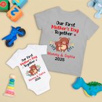 T-shirt Onesie de Bébé 100% Coton Personnalisé avec Nom Ensemble Assorti Cadeau de Fête des Mères pour Nouveau-né et Nouvelle Maman