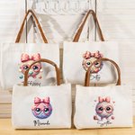 Personalizada de dibujos animados de punto Nombre Bolsa de viaje con asa de cuero Accesorios de viaje Regalo de cumpleaños para los amantes de la costura ganchillo