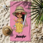 Traje de baño personalizado de dibujos animados Toalla de playa extragrande de secado rápido con nombre Regalo de cumpleaños esencial de verano para la familia