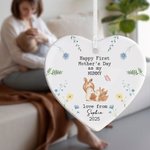 Ornement en céramique en forme de coeur avec nom et année Cadeau de fête des mères pour femme