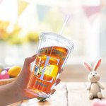 Personalized Cute Bunny Floral Initial 16oz Name Acrylic Tumbler with Straw and Lid Happy Easter Party Birthday Gift for Boys Girls