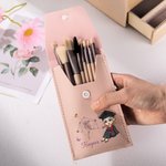 Personalized Zodiac Birth Flower Name Makeup Brush Bag with 8 Pcs Makeup Brushes Travel Essentials Birthday Graduation Gift for Graduates Women
