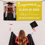 Personalized Congratulations Proud of You Multicolor Photo Banner with Name Class of 2025 Graduation Backdrop Party Decor Gift for Graduates