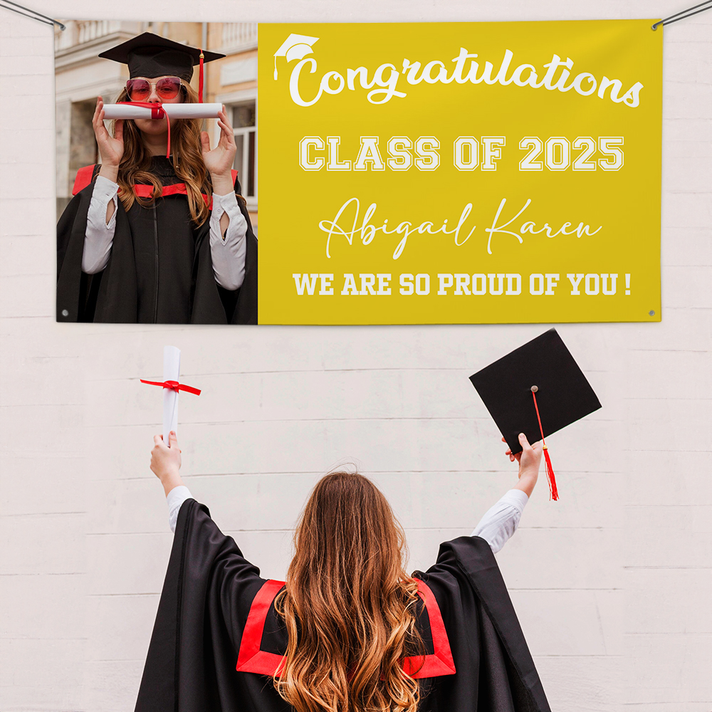 Congratulations Banner Per Laurea 3 Metri, Striscione Festa In Carta Kraft, Decorazioni Con Tappi Per Foto, Accessori Per Diplomati, Nero E Marrone