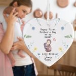 Ornement en céramique en forme de coeur avec nom et année Cadeau de fête des mères pour femme