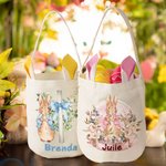 Personalizada Floral Cruz Peter Rabbit Orejas Cesta con Nombre Fiesta de Pascua Huevos de Caza Cumpleaños Regalo para Niños Niñas