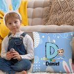 Personalisierte Eierschale Cartoon Charakter Hasenohren anfängliche weiche Wurf Kissenbezug mit Namen Ostern Party Dekor Geburtstag Urlaub Geschenk für Kinder