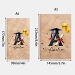 Personalised Graduation Cap Initial A5 A6 Leather Cover Notebook with Name and Year Recording Accessories Birthday Graduation Gift for Graduates