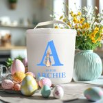 Personalised Cute Peter Rabbit Canvas Basket with Name and Handle Easter Eggs Hunting Birthday Party Favors Gift for Kids