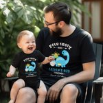 Personalized Cute Elephant 100% Cotton Baby Bodysuit T-shirt Matching Outfit with Name First Father's Day Gift for Daddy Baby