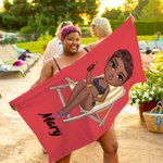 Traje de baño personalizado de dibujos animados Toalla de playa extragrande de secado rápido con nombre Regalo de cumpleaños esencial de verano para la familia