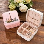Boîte à Bijoux Personnalisée avec Nom et Point de Repère Accessoires de Voyage en Cuir PU Cadeau Anniversaire Noël pour Femmes