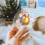 Personalised Disco Coquette Bow Basketball Baseball Softball Acrylic Ornament with Name Year Christmas Tree Decor Gift for Girls Sports Lover