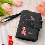 Personalizada de dibujos animados de Graduados Zodiaco Nacimiento Flor de cuero plegado billetera con nombre de viaje Accesorios de Regalo de Graduación para las mujeres